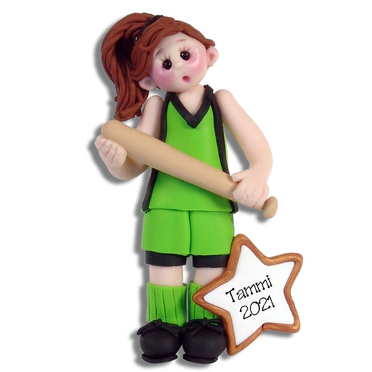 Giggle Gang Female - Girl Baseball / Softball Player Handmade Polymer Clay Ornament