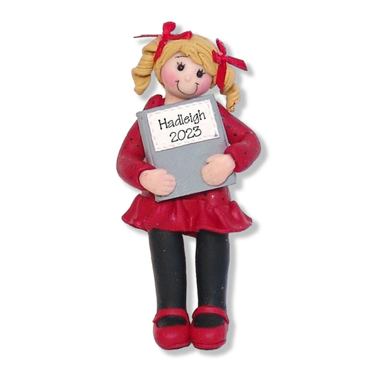 Giggle Gang Girl with Book Handmade Ornament