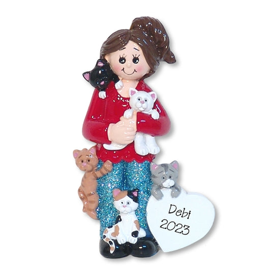 Crazy Cat Lady Personalized Christmas Ornament - RESIN