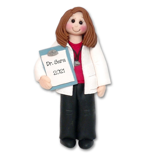 Female Doctor Handmade Personalized Ornament in Custom Gift Box