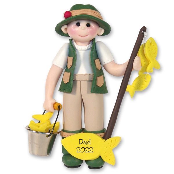 Giggle Gang Fisherman Personalized Ornament in Custom Gift Box