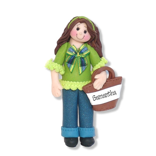 Girl with Handbag, Personalized Christmas Ornament