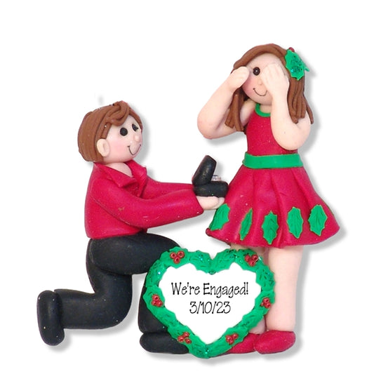 Proposal / Engagement Couple Personalized Christmas Ornament