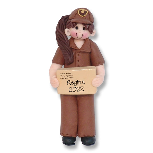 Female UPS Driver Handmade Polymer Clay Personalized Ornament
