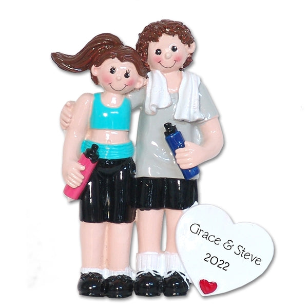 Couple Working Out Christmas Couples Ornament - RESIN