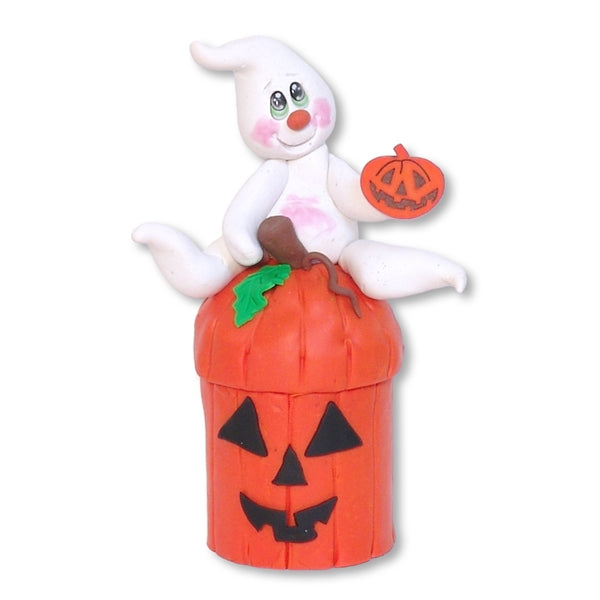 Halloween Ghost on Jack-O-Lantern Jar