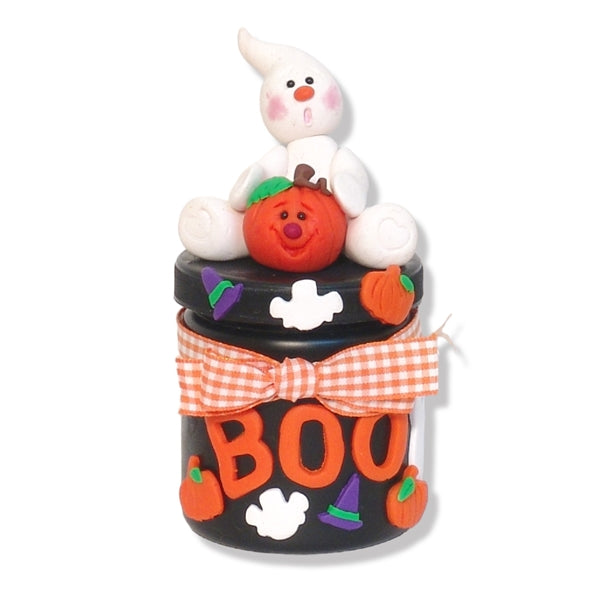 Halloween Ghost on Black Candy Jar