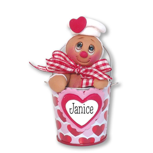 Valentine Gingy Gingerbread Figurine in Valentine Bucket -2