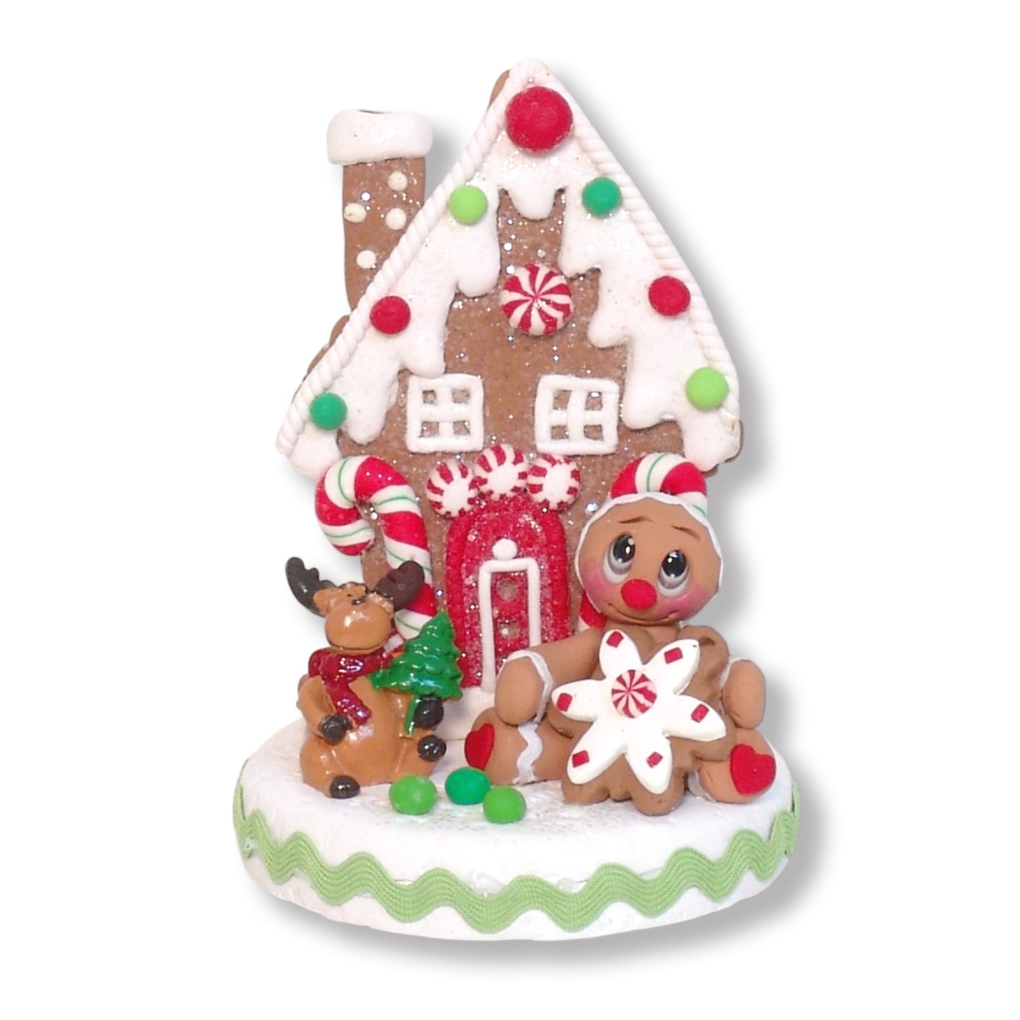 Gingerbread Clay Figure with Gingerbread House & Reindeer