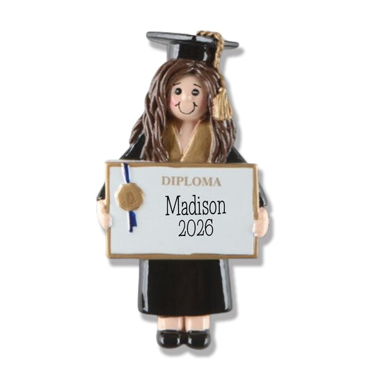 Graduation Christmas Ornament - For the Graduate - Female Resin