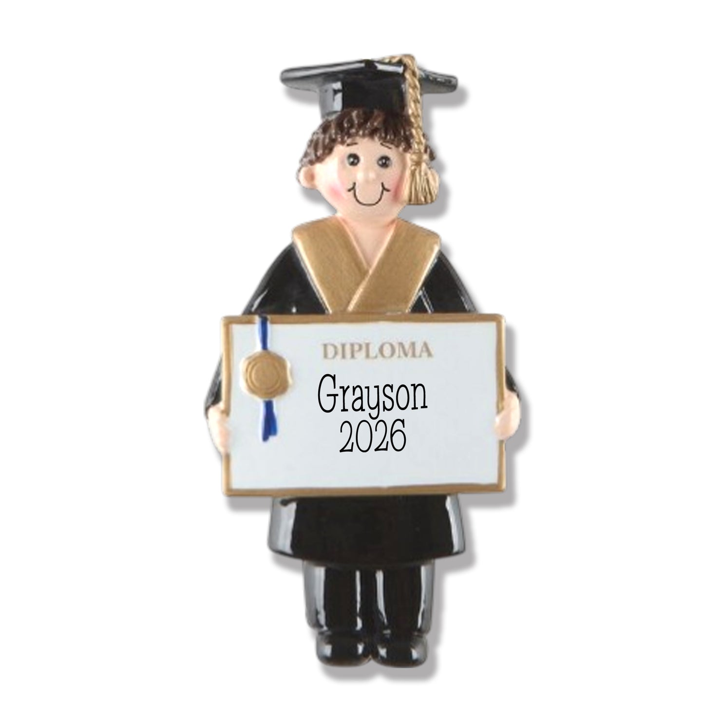 Graduate Christmas Ornament - Male  Resin