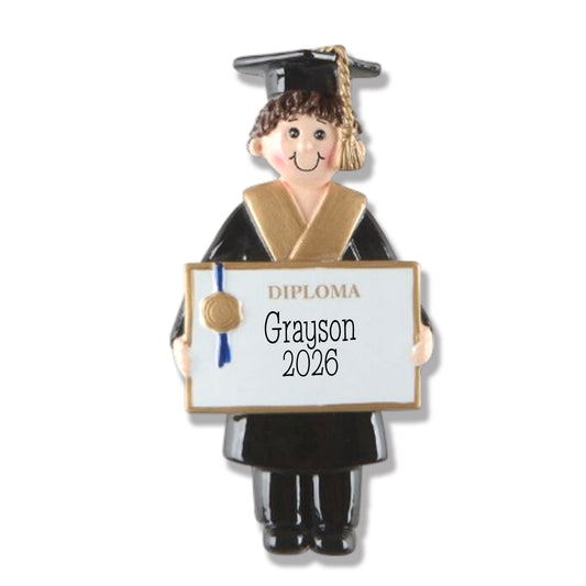 Graduate Christmas Ornament - Male  Resin