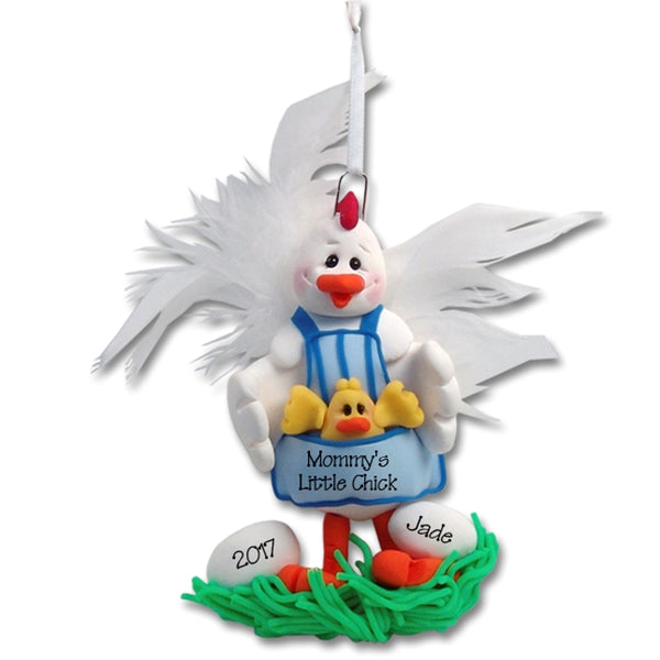 Mama Hen w/1 Baby Chick - Personalized Ornament