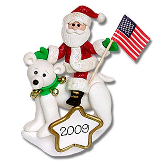 Santa on Polar Bear<br>Personalized Ornament