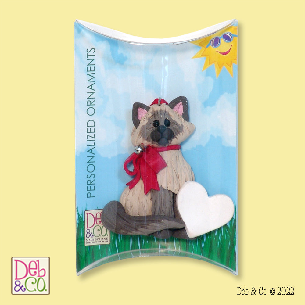 Gray & White KITTY CAT Personalized Christmas Ornament