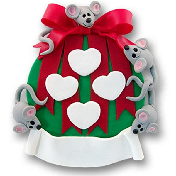 Ornament w/4 Mice<br>Personalized Family Ornament