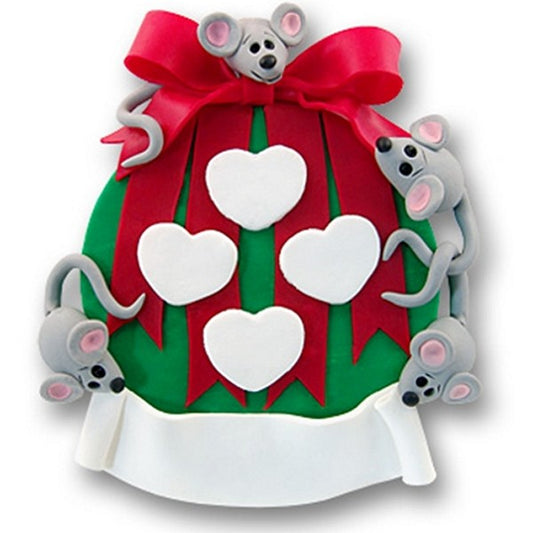 Ornament w/4 Mice<br>Personalized Family Ornament