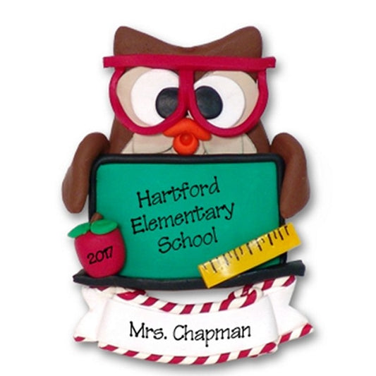 Owl with Blackboard Teacher / School Ornament Limited Edition