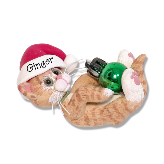 Orange Tabby with Santa Hat & Ornament