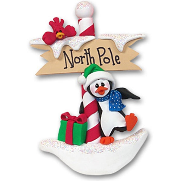Petey Penguin At the Northpole Personalized Ornament in Gift Box