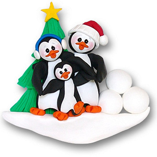 Petey & Polly Penguin Family Ornament of 3