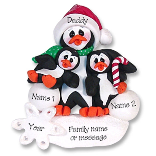 Petey & Polly Penguin Single Parent/Grandparent Ornament-2 Kids - Limited Edition