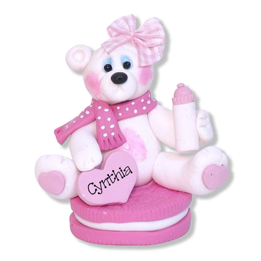 Polar Bear on Cookie Personalized Baby Figurine