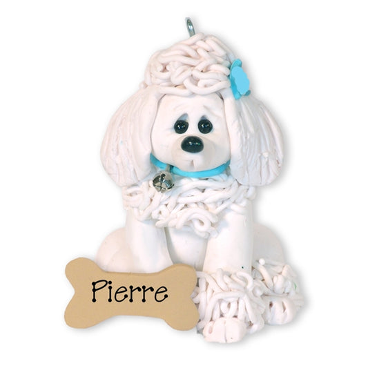 White Male Poodle Personalized Dog Ornament