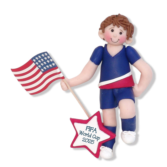 World Cup Soccer Player Handmade Polymer Clay Ornament