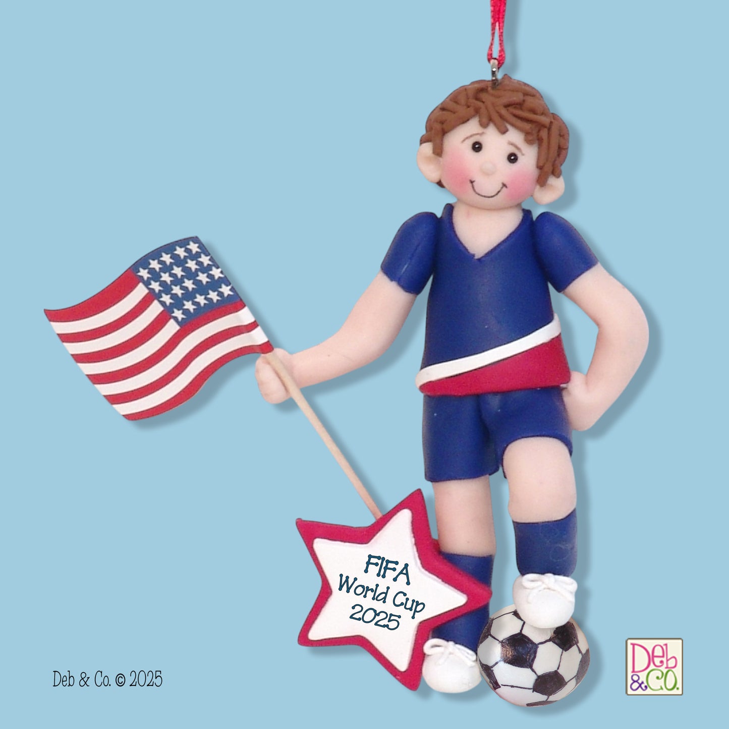 World Cup Soccer Player Handmade Polymer Clay Ornament