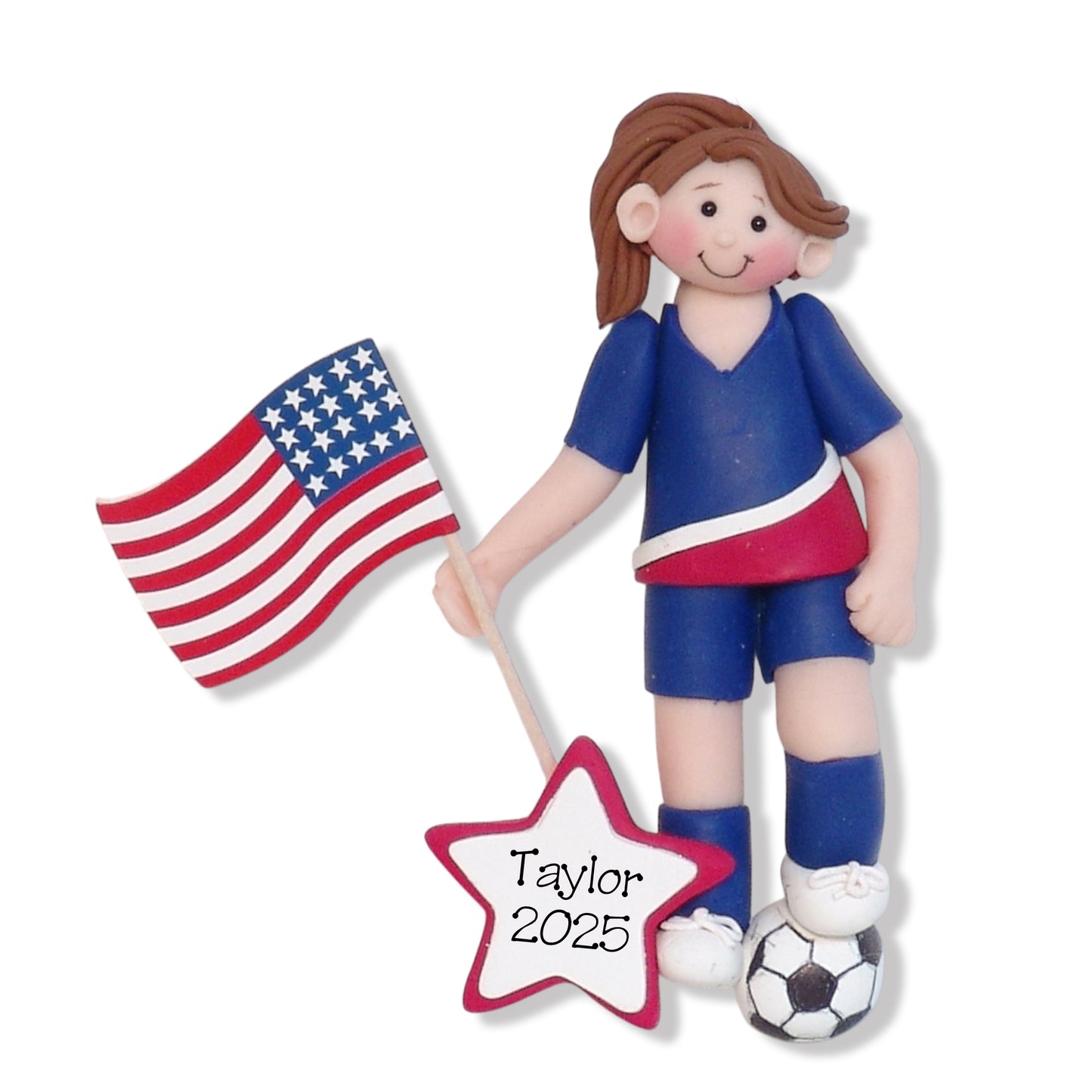 World Cup Female Soccer Player Handmade Polymer Clay Ornament