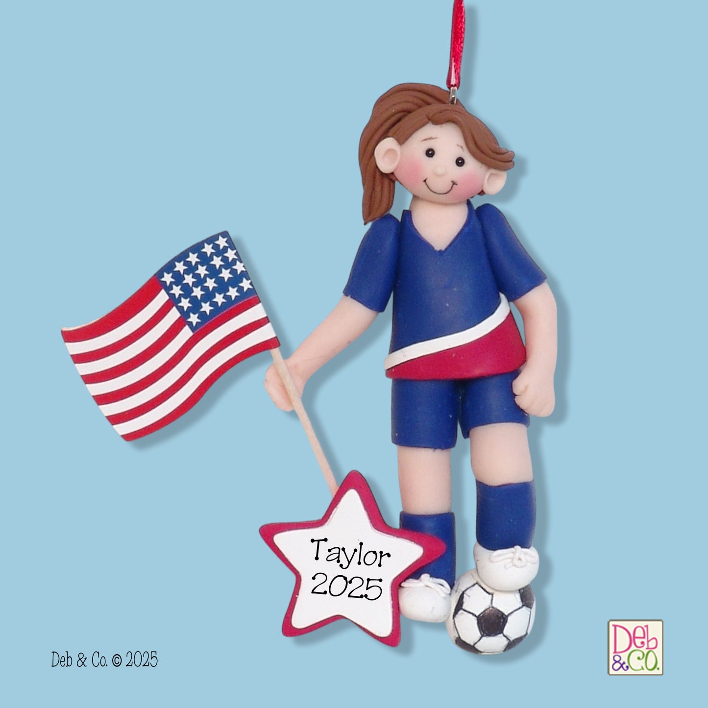 World Cup Female Soccer Player Handmade Polymer Clay Ornament