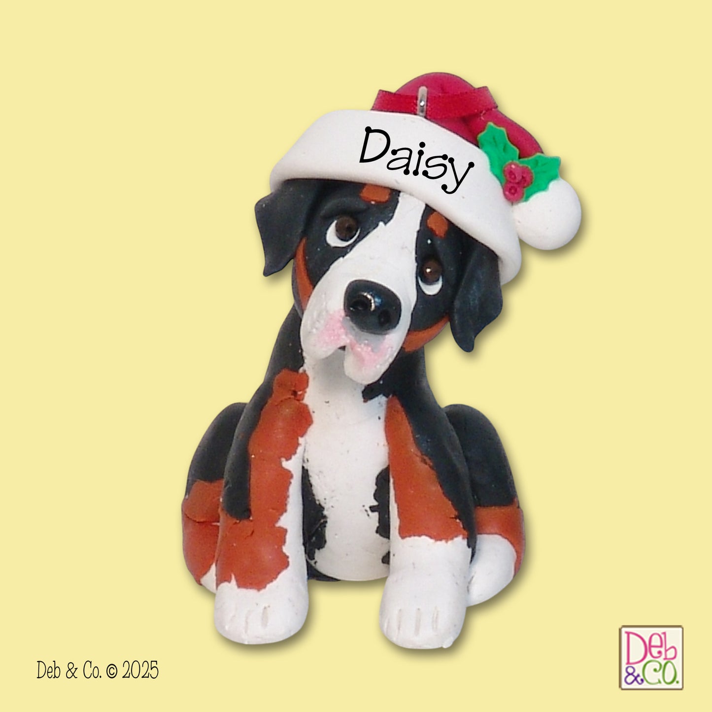 Greater Swiss Mountain Puppy Dog Polymer Clay Ornament