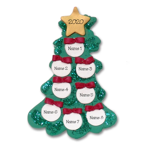 Christmas Tree w/8 Ornaments for a Family of 8 Personalized Ornament