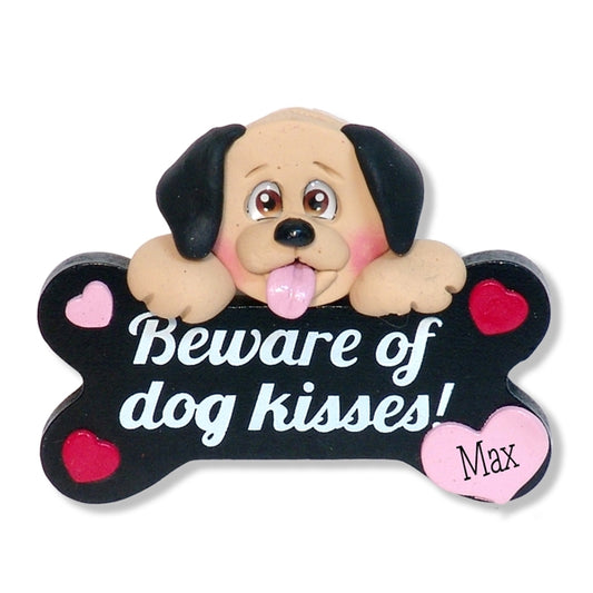 "Beware of Dog Kisses" Valentine Puppy Ornament