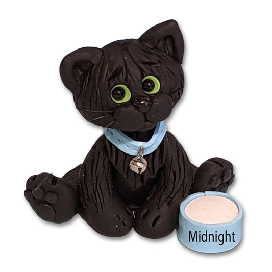 Solid Black Kitty Cat Handmade Ornament