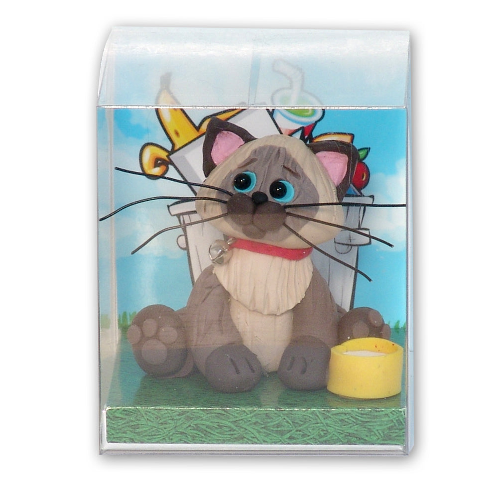 Siamese / Himalayan KITTY CAT HANDMADE Polymer Clay Personalized Christmas Ornament -With Christmas Lights