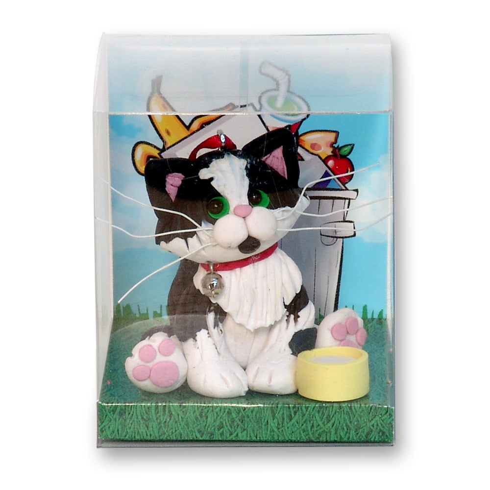 "Felix" Black & White Tuxedo Kitty Cat Personalized Ornament