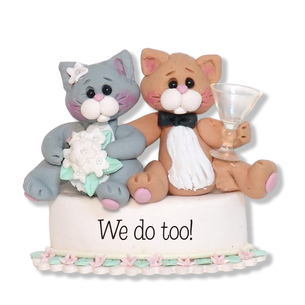 Bride & Groom Wedding Kitties Personalized Wedding Ornament