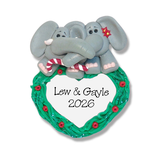 Elephant Couple Personalized Ornament