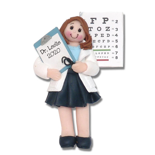 Female Optometrist / Eye Doctor Personalized Ornament in Custom Gift Box