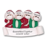 Covid-19 / Corona Virus / Pandemic Family of 4 Ornament Personalized HANDMADE POLYMER CLAY Ornament - ON SALE!