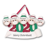 Covid-19 / Corona Virus / Pandemic Family of 5 Ornament Personalized HANDMADE POLYMER CLAY Ornament - ON SALE!