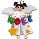 Angelina Angel<br>with Brunette Hair<br>Personalized Christmas Ornament