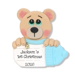 Bear with Baby Bottle Personalized Boy Ornament