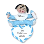 Baby Boy on Heart w/Puppy Dog Hat 1st Christmas Ornament