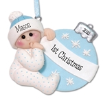 Baby Boy with Ornament Handmade 1st Christmas Ornament