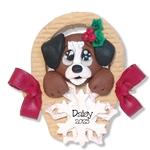 Puppy Dog in Basket Personalized Pet Ornament