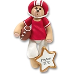 Red Football Player Belly Bear<br>Personalized Ornament