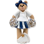 Blue Cheerleader Belly Bear<br>Personalized Ornament